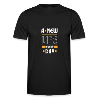Une nouvelle vie chaque jour - T-shirt sport Homme - noir - Devant - AI Model Male 178 dark (178cm)