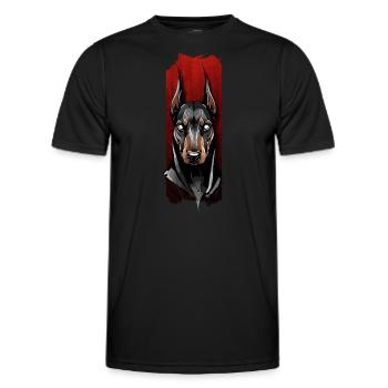 Regard vigilant : le regard du doberman - T-shirt sport Homme - noir - Devant - AI Model Male 178 dark (178cm)