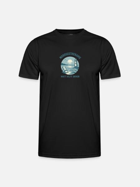 Nordseetherapie - Watt hilft immer - Männer Funktions-T-Shirt - Schwarz