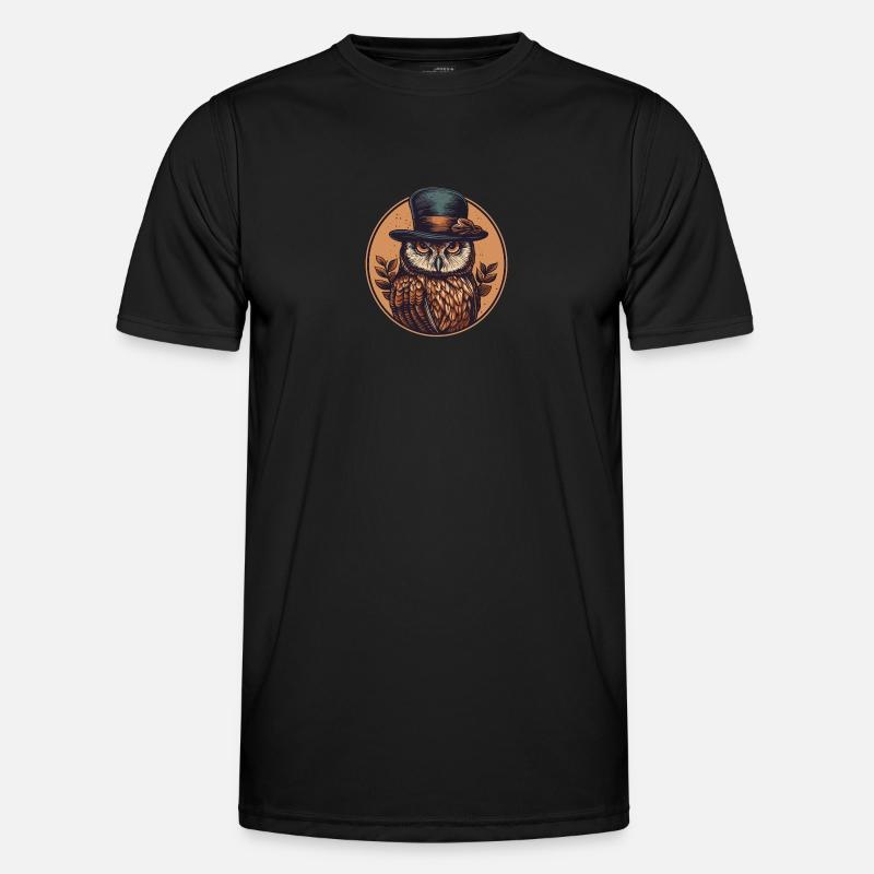 Mister Eule - Männer Funktions-T-Shirt - Schwarz