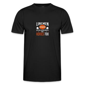Linemen Because Quarterbacks Need Heroes Too - Männer Funktions-T-Shirt - Schwarz - Vorne - AI Model Male 178 dark (178cm)