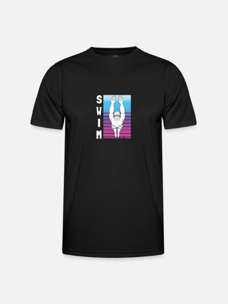 SWIM Svømning Retro Vintage For Mænd Kvinder - Funktionsshirt til herrer - sort