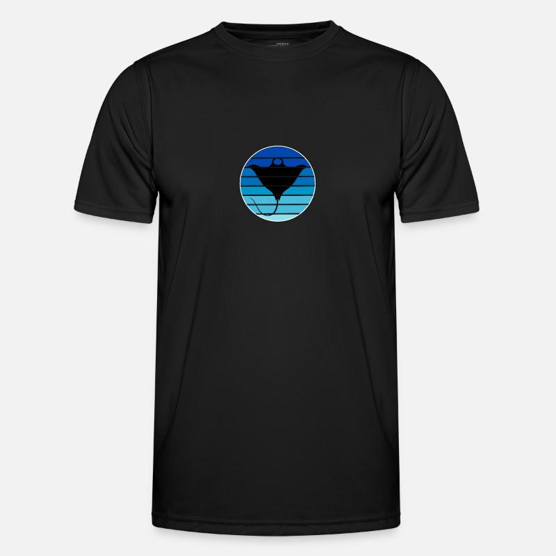 Stingray, Manta Blue, Sunset, Ocean - Men's Functional T-Shirt - black