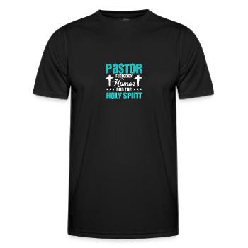 Un pasteur alimenté par l’humour pour les pasteurs - T-shirt sport Homme - noir - Devant - AI Model Male 178 dark (178cm)