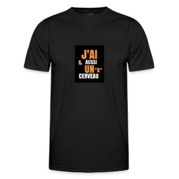 tee shirt humour muscu - T-shirt sport Homme - noir - Devant - AI Model Male 178 dark (178cm)