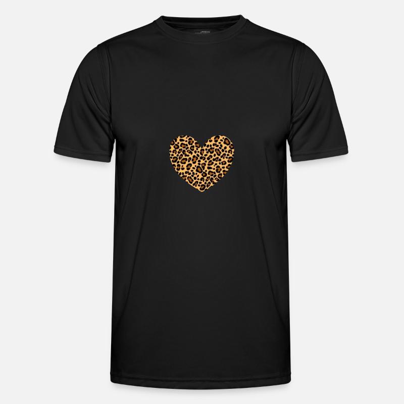 Heart Pattern Leopard Gift - Men's Functional T-Shirt - black