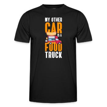 Street food, meal, meals on wheels, barbecue - Men's Functional T-Shirt - black - Front - AI Model Male 178 dark (178cm)