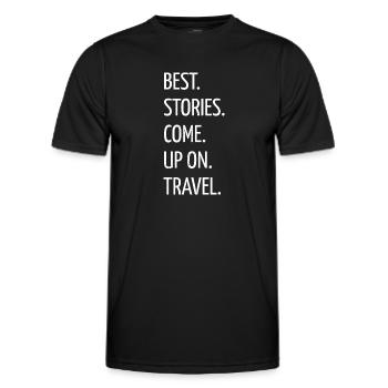 travel bug outdoors present jokes birthday - Men's Functional T-Shirt - black - Front - AI Model Male 178 dark (178cm)