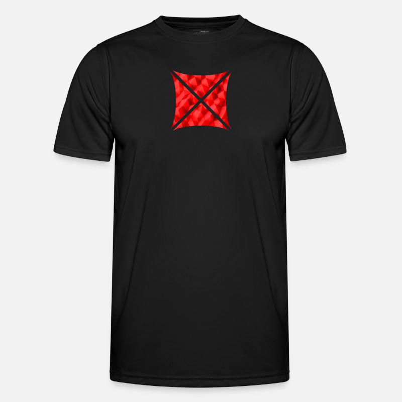 Abstraktes Polygon Design rot Männer Funktions-T-Shirt