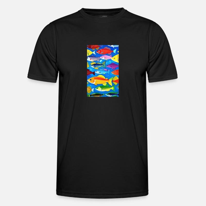 Fish | Pattern | Fish Patterns | Angler - Men's Functional T-Shirt - black