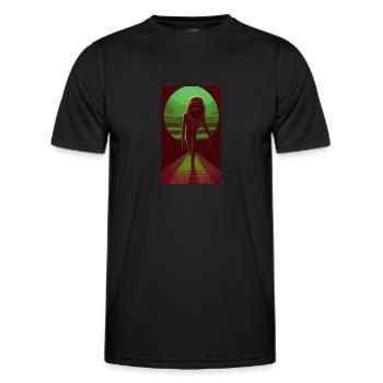Creepy Horror Comic Alien on a strange planet land - Men's Functional T-Shirt - black - Front - AI Model Male 178 dark (178cm)