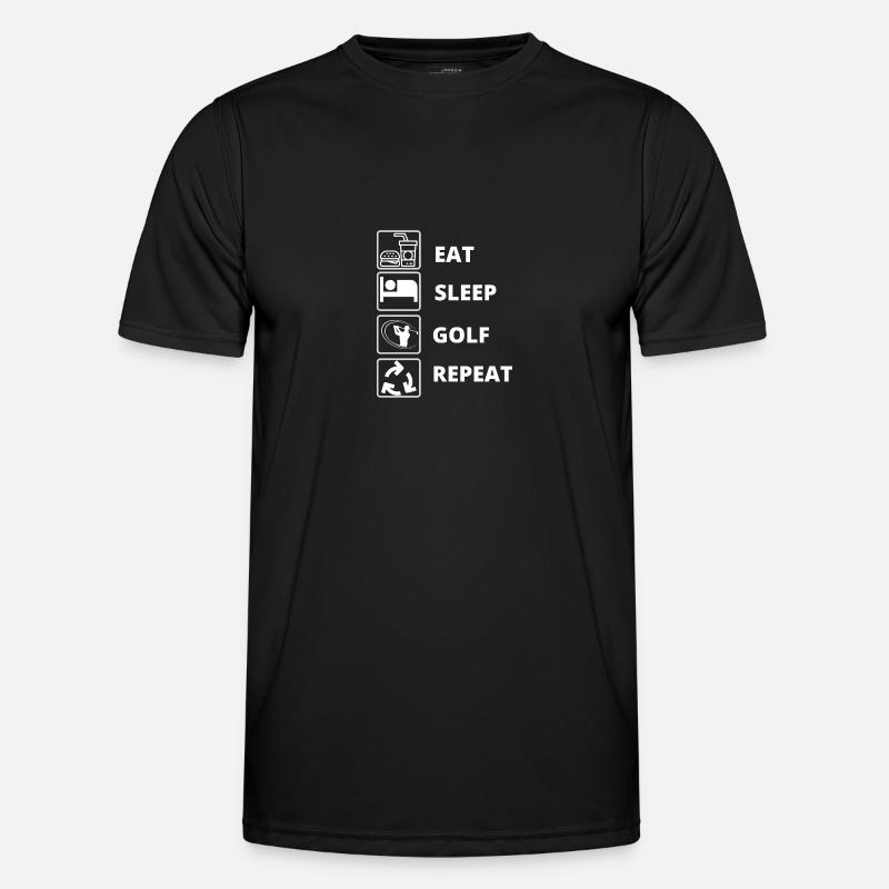 eat sleep golf repeat funny - Men's Functional T-Shirt - black