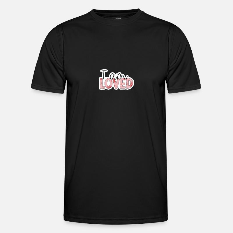 Positive Affirmation - i am loved - Men's Functional T-Shirt - black