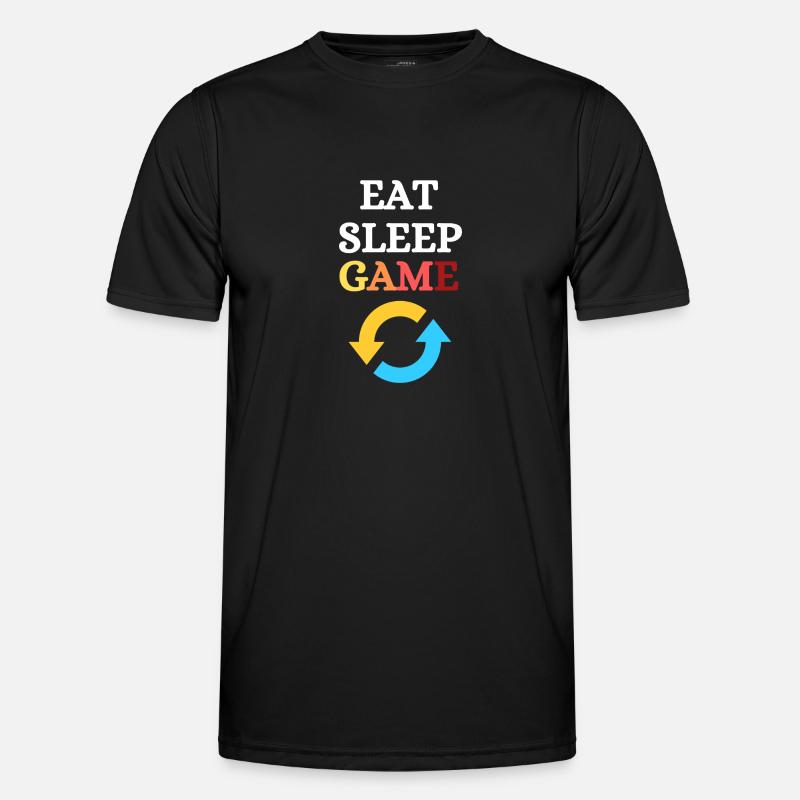 EAT SLEEP GAME REPEAT - Männer Funktions-T-Shirt - Schwarz