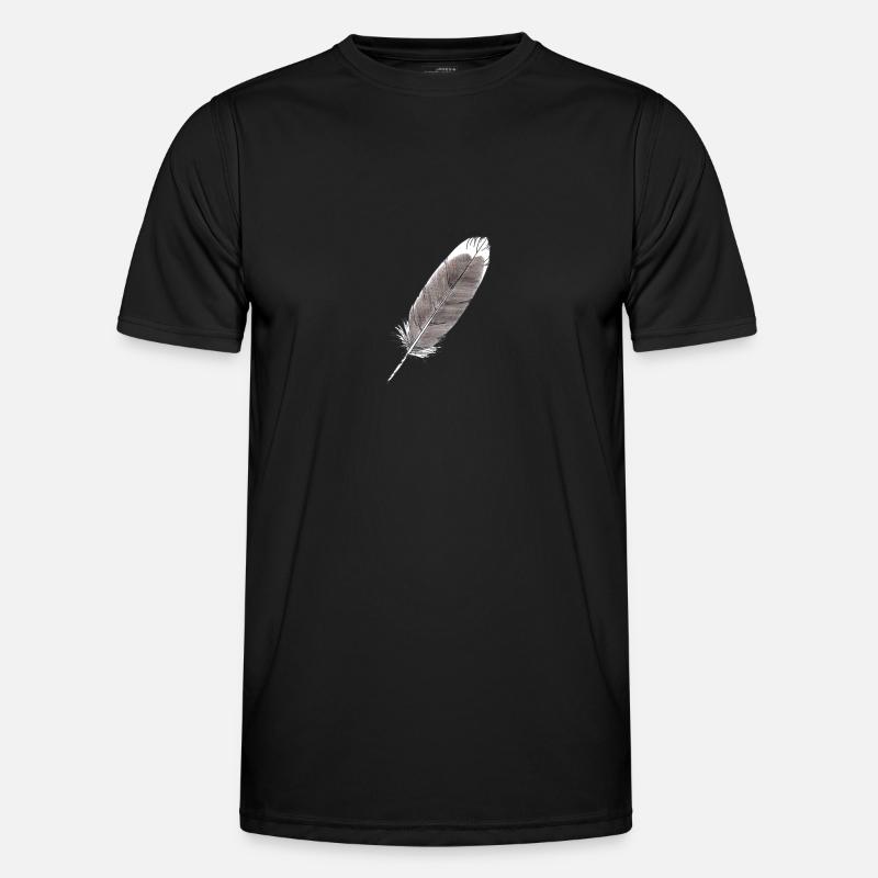 Feder Grau Handgezeichnet (Graugans) - Männer Funktions-T-Shirt - Schwarz