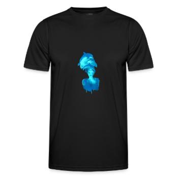 delfin, harmonie, femme, aquarelle, peinture, poisson - T-shirt sport Homme - noir - Devant - AI Model Male 178 dark (178cm)