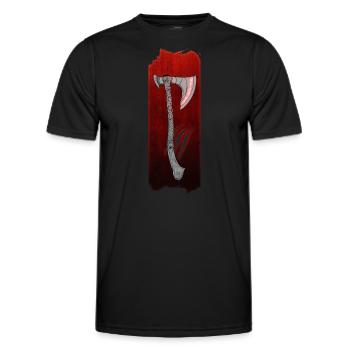 Poursuite de luminaire : Hache du chasseur - T-shirt sport Homme - noir - Devant - AI Model Male 178 dark (178cm)