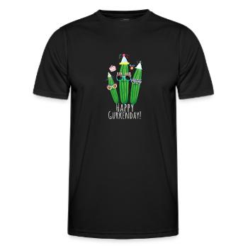 Birthday, cucumbers, cucumber, trio, celebration - Men's Functional T-Shirt - black - Front - AI Model Male 178 dark (178cm)