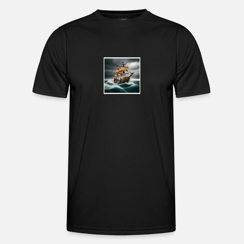 Pirate Ship in Storm - Men's Functional T-Shirt - black