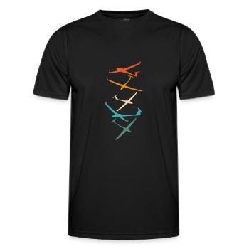 Gliders | Gliding Pilot Thermal Gifts - Men's Functional T-Shirt - black - Front - AI Model Male 178 dark (178cm)