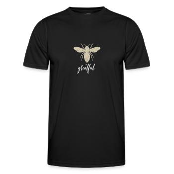 Beige Bee Greatful Biene Be Greatful - T-shirt sport Homme - noir - Devant - AI Model Male 178 dark (178cm)
