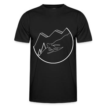 Skiing - (49) - Men's Functional T-Shirt - black - Front - AI Model Male 178 dark (178cm)