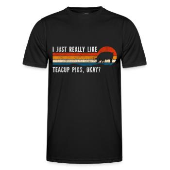 Teacup Curly Tail Pig - Men's Functional T-Shirt - black - Front - AI Model Male 178 dark (178cm)