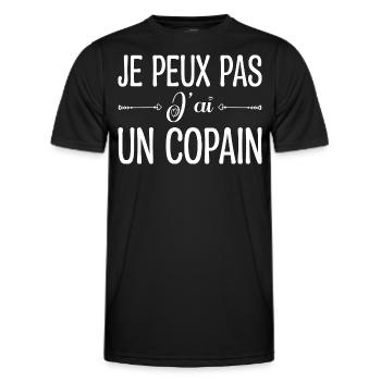 Je peux pas j'ai un copain. cadeau copain, copine. - T-shirt sport Homme - noir - Devant - AI Model Male 178 dark (178cm)