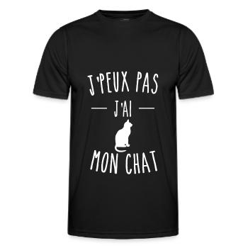 j'peux pas j'ai mon chat - humour - T-shirt sport Homme - noir - Devant - AI Model Male 178 dark (178cm)