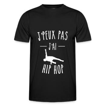 JE PEUX PAS J'AI HIP HOP - HUMOUR - BREAK DANCE - T-shirt sport Homme - noir - Devant - AI Model Male 178 dark (178cm)