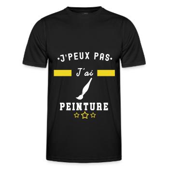 je peux pas j'ai peinture pinceau humour - T-shirt sport Homme - noir - Devant - AI Model Male 178 dark (178cm)