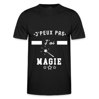 je peux pas j'ai magie - T-shirt sport Homme - noir - Devant - AI Model Male 178 dark (178cm)