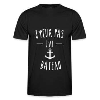 j peux pas j'ai bateau - T-shirt sport Homme - noir - Devant - AI Model Male 178 dark (178cm)