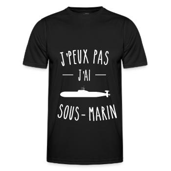 j peux pas j'ai sous-marin - T-shirt sport Homme - noir - Devant - AI Model Male 178 dark (178cm)