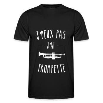 j peux pas j'ai TROMPETTE - T-shirt sport Homme - noir - Devant - AI Model Male 178 dark (178cm)