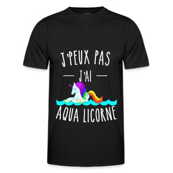 je peux pas j'ai aqua licorne - T-shirt sport Homme - noir - Devant - AI Model Male 178 dark (178cm)