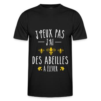 je peux pas j'ai des abeilles à élever - T-shirt sport Homme - noir - Devant - AI Model Male 178 dark (178cm)