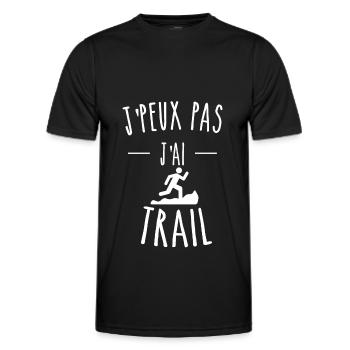 je peux pas j'ai trail - T-shirt sport Homme - noir - Devant - AI Model Male 178 dark (178cm)