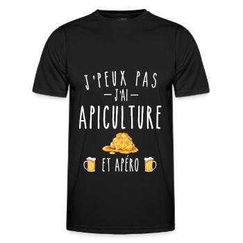 j'peux pas j'ai apiculture et apéro - T-shirt sport Homme - noir - Devant - AI Model Male 178 dark (178cm)