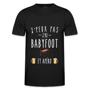 j'peux pas j'ai babyfoot et apéro - T-shirt sport Homme - noir - Devant - AI Model Male 178 dark (178cm)