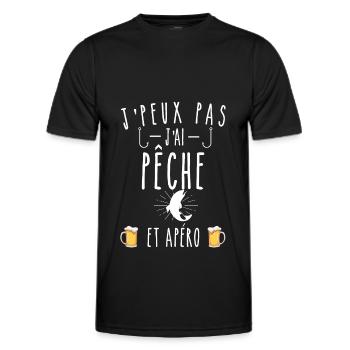 pêche et apéro - T-shirt sport Homme - noir - Devant - AI Model Male 178 dark (178cm)
