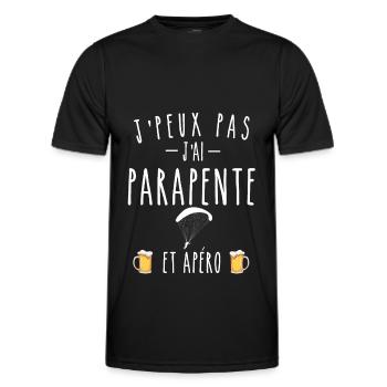 parapente et apéro - T-shirt sport Homme - noir - Devant - AI Model Male 178 dark (178cm)