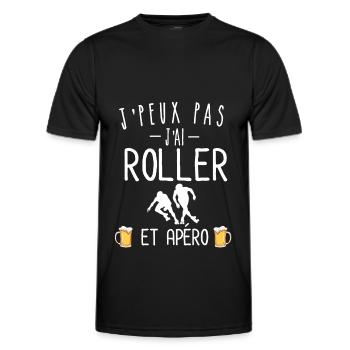 Je peux pas j'ai roller et apéro - T-shirt sport Homme - noir - Devant - AI Model Male 178 dark (178cm)