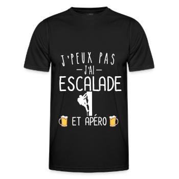 Je peux pas j'ai escalade et apéro - T-shirt sport Homme - noir - Devant - AI Model Male 178 dark (178cm)