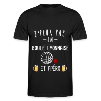 je peux pas j'ai boule lyonnaise et apéro - T-shirt sport Homme - noir - Devant - AI Model Male 178 dark (178cm)
