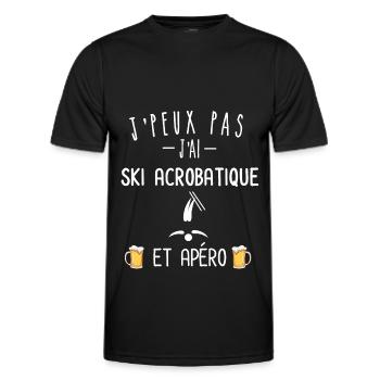 je peux pas j'ai ski acrobatique et apéro - T-shirt sport Homme - noir - Devant - AI Model Male 178 dark (178cm)