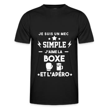 boxe apéro mec simple cadeau humour boxe - T-shirt sport Homme - noir - Devant - AI Model Male 178 dark (178cm)