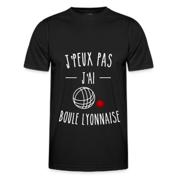 je peux pas j ai boule lyonnaise - T-shirt sport Homme - noir - Devant - AI Model Male 178 dark (178cm)