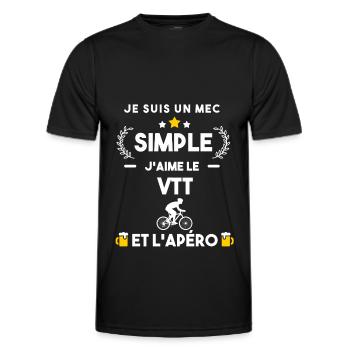 vtt et apéro cadeau humour sport - T-shirt sport Homme - noir - Devant - AI Model Male 178 dark (178cm)
