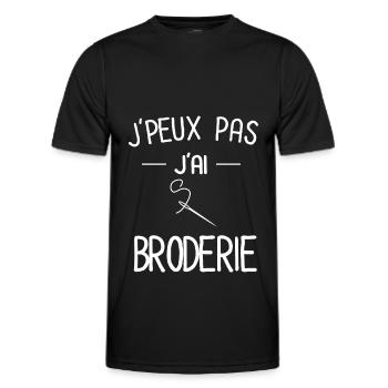je peux pas j'ai broderie - T-shirt sport Homme - noir - Devant - AI Model Male 178 dark (178cm)